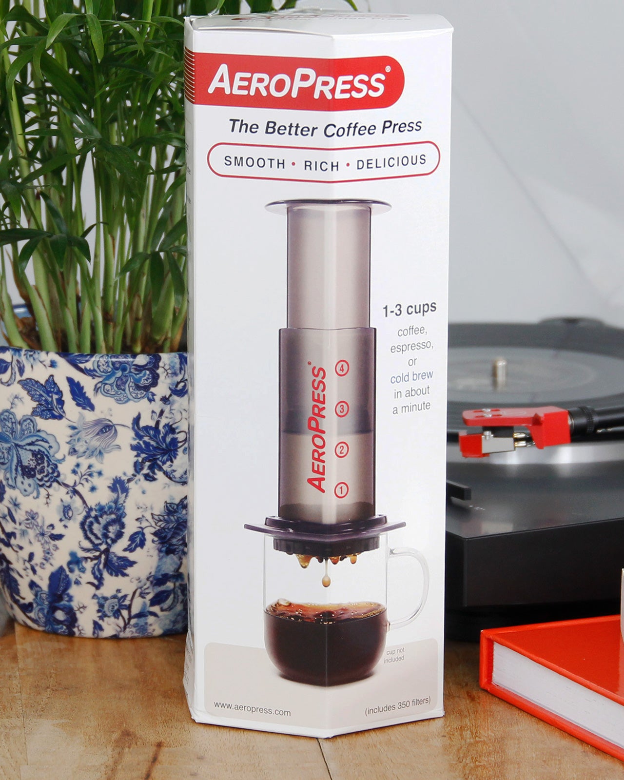 Aeropress Coffee Maker + 350 free filters (Latest Model)