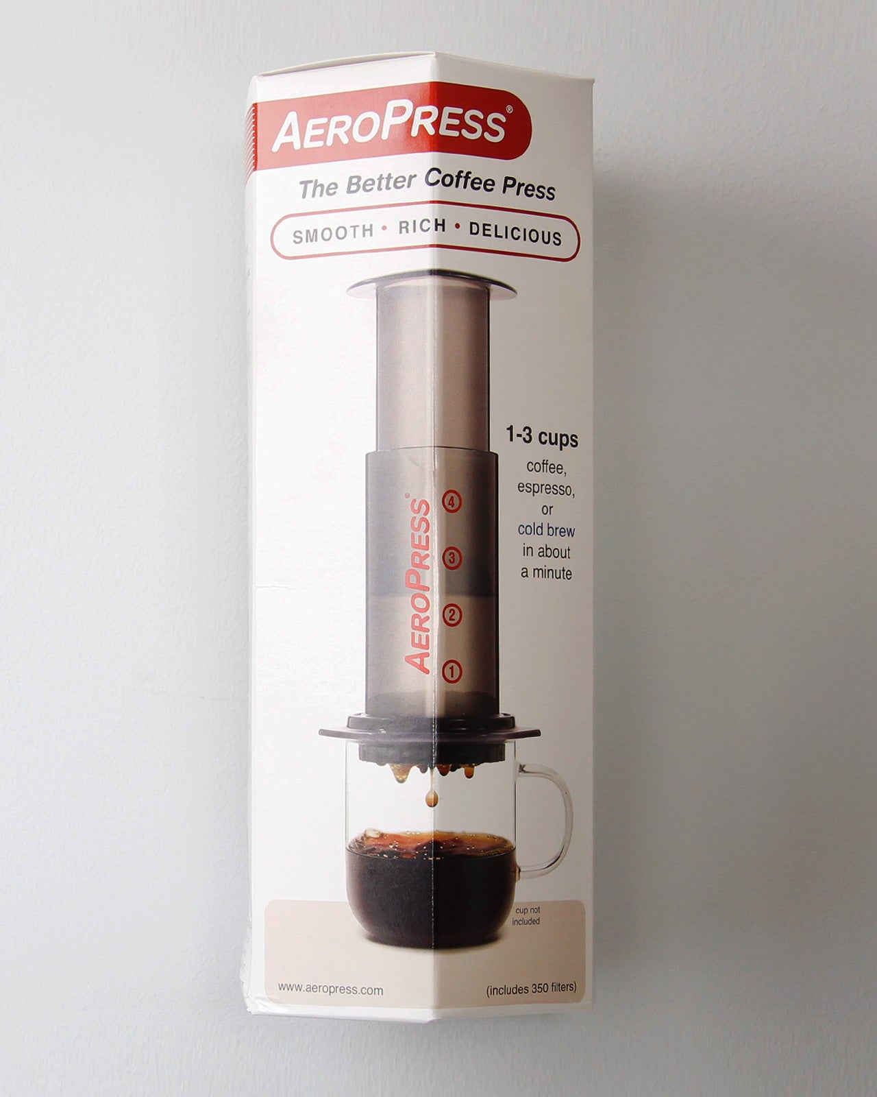 Aeropress Coffee Maker + 350 free filters (Latest Model)