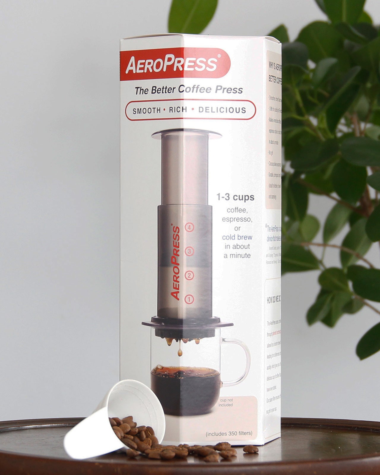 Aeropress Coffee Maker + 350 free filters (Latest Model)